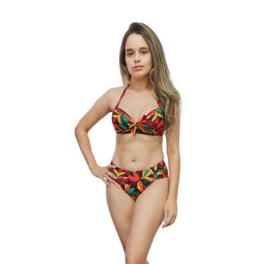 Imagem de Conjunto biquíni feminino plus size com bojo sustentação estampado P a