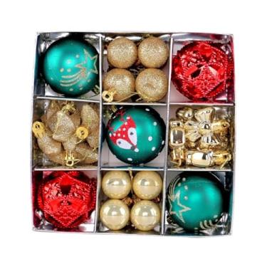 Imagem de IEUDNS Conjunto de 35 bolas de Natal decorativas para pendurar na árvore, ideal para festas, jardins e ambientes internos, Vermelho, Verde E Dourado