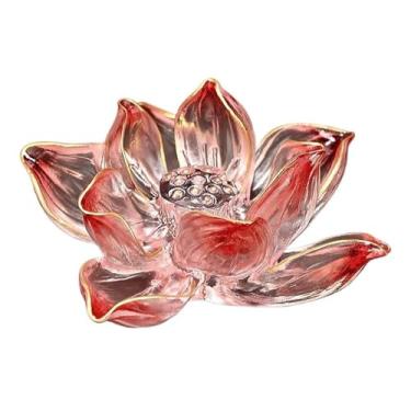 Imagem de Porta-incenso decorativo Porta-incenso de lótus esmaltado de luxo com orifício para plugue, queimador de incenso decorativo criativo para ambientes internos(Red)