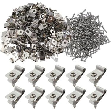 Imagem de Pastlla 220 braçadeiras de arame para cercas, clipes de montagem de cercas agrícolas, grampos de arame de aço inoxidável com 220 parafusos para cerca de madeira, metal ou vinil (4 mm)