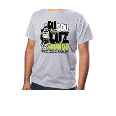 Imagem de Blusas Camisa Unissex Cristã Estampa Eu Sou a Luz Do Mundo Tecido 100%