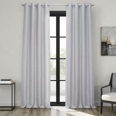 Imagem de HPD Half Price Drapes BOCH-LN185-GR Cortinas de escurecimento de ambientes com ilhós para sala de estar e quarto (1 painel), 127 x 213, cinza mesclado