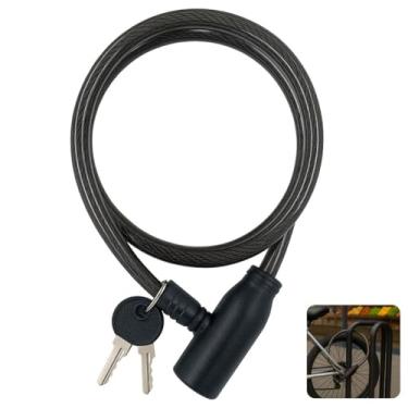 Imagem de Cadeado Trava Bicicleta 65cm Reforçado Cabo Aço Revestido Plástico Antifurto 2 Chaves Alta Segurança Bike Moto Patinete Portátil Leve Resistente Ciclismo Proteção Extra Corrente Blindada Uso Diário