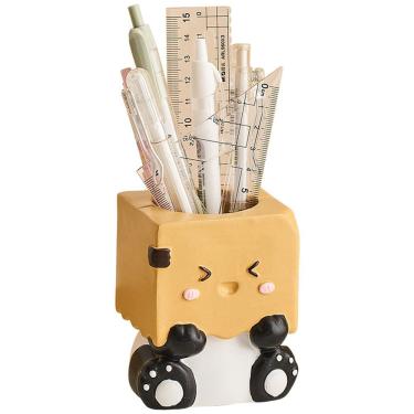 Imagem de Porta-canetas Porta-lápis de resina Cartoon Panda Desktop Organizer
