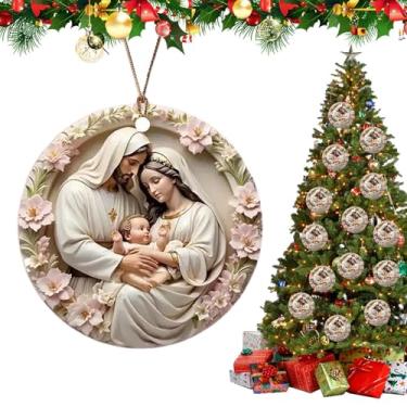 Imagem de Ornamentos de presépio | Decoração religiosa de acrílico 2D | Enfeites de Jesus para árvore de Natal - para mulheres, homens, família, amigos, vizinhos, colegas de trabalho