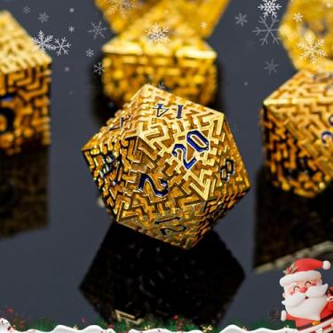 Imagem de Premium Metal Hollow DND Dice Set (Paladin) with 20 Sided dice - 7 Piece Zinc Alloy RPG Accessories for Dungeon Masters, Game Starters, and Gift Seekers, Balanced Weight, Metallic Luster Maze Design