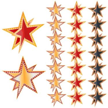 Imagem de DICOSMETIC 24Pcs 3 Colors Large Star Centerpieces 3D Movie Night Party Decorations 7.87 Inch Film Show Theme Decor Paper Star Party Supplies for School Birthday Table Decor