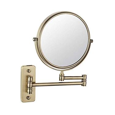 Imagem de Espelho de parede para banheiro, espelho de maquiagem montado na parede, espelho giratório de parede de 15 cm com ampliação 3X/5x, extensão de 10,5 polegadas, giro de 360 graus, sem luz, para