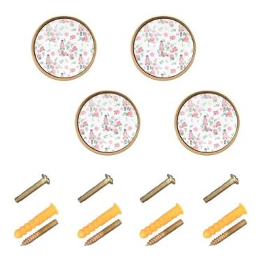 Imagem de Burbuja Puxadores de armário de cozinha quebra-nozes pacote com 4, puxadores de gaveta redonda de 3,5 cm com parafusos para armários de cozinha e quarto armário