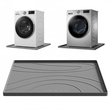 Imagem de Esteira de silicone para máquina de lavar – Bandeja de gotejamento antiderrapante à prova d'água de 76 x 83 cm, tapete macio antivibração para secadora ou lavadora, protetor de vazamento de piso para