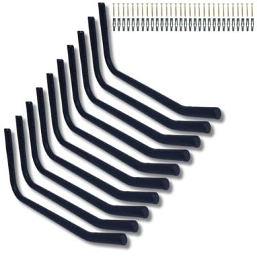 Imagem de Kit 10 Suportes Multiuso Bicicleta Mangueira Cadeira Estilo Moderno Aço Fixação de Parede (Preto)