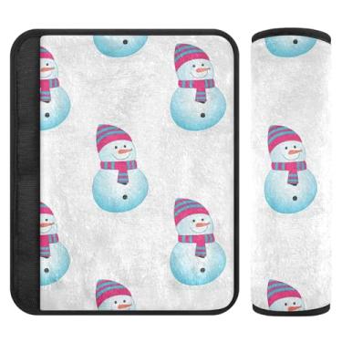 Imagem de Burbuja Capa para cinto de segurança de carro Snowmen Protetor de cinto de segurança de carro macio confortável para alça de ombro de assento, 1 par pequeno