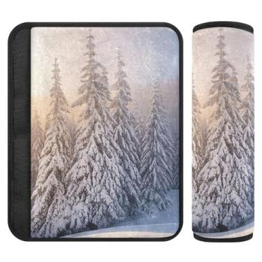 Imagem de Burbuja Capa para cinto de segurança de carro Snow Pine Trees Protetor de cinto de segurança de carro macio confortável para alça de ombro de assento, 1 par pequeno