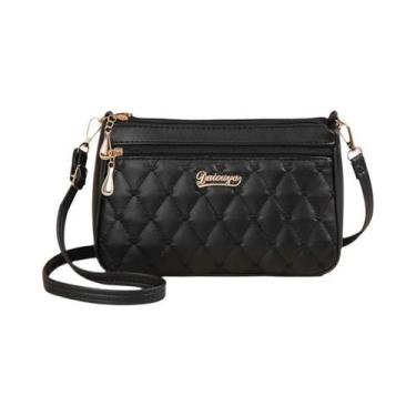 Imagem de Bolsa Transversal Feminina De Grande Capacidade Em Couro PU Com Zíper,