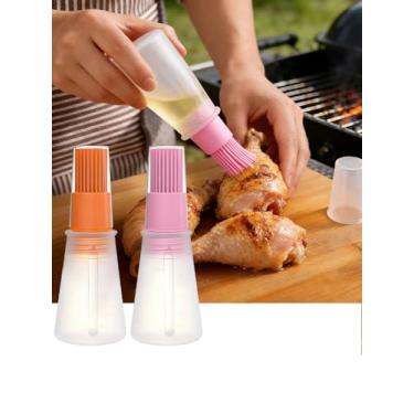 Imagem de 2 peças de escova de silicone para garrafa de óleo de 62 g, pincéis de cozimento para churrasco e pastelaria, grelha de silicone para churrasco, óleo de pastelaria, mel, pincel de garrafa de molho