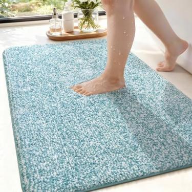 Imagem de ISEAU Tapetes de banheiro 61 x 91 cm, tapete de banho de microfibra super absorvente, tapete de chuveiro antiderrapante com suporte TPR, tapete de banheira lavável na máquina de pelúcia grosso para