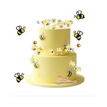 Imagem de 34 Piece Cute Bumblebee Daisy Cake Decorations,Bee Cake Topper, Edible Bees, Sweet Party Supplies, Wedding Baby Shower Birthday Dessert Toppers