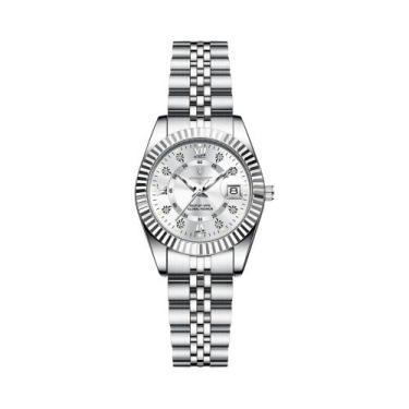 Imagem de Relógio De Pulso Feminino Elegante À Prova d'Água Luminosa Em Aço Inox