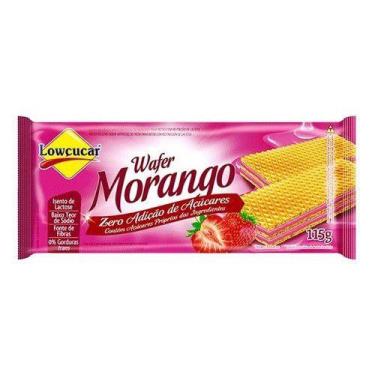 Imagem de Wafer Zero Açúcar Lowçucar Morango 115g - Kit 3 Unidades