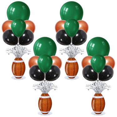 Imagem de 4 peças de mesa de formatura decoração de mesa de centro de mesa kit de suporte de balão metálico graduado expositor de mesa para cerimônias de formatura 2025 decoração de festa (rúgbi, 4)