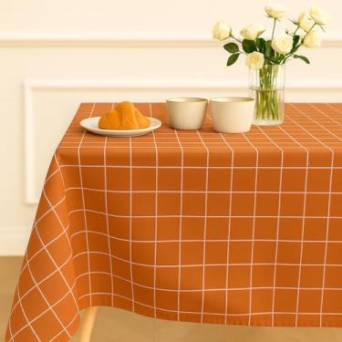 Imagem de Toalha de Mesa Algodão Xadrez Retangular para 4 a 10 Lugares Decorativa e Durável (Terracota,140 cm x 300 cm)