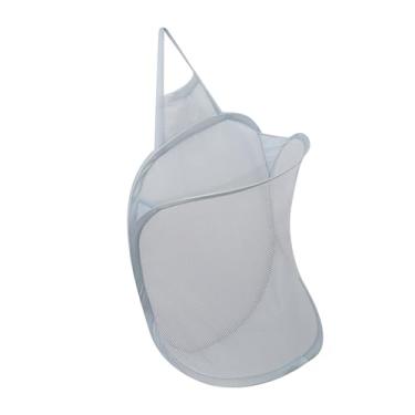 Imagem de aqxreight Cesto de Roupa Suja Dobrável que Economiza Espaço na Parede Cesto de Roupa Suja para Banheiro Cinza No Banheiro Pendurar Armário Cesta de Design de Roupas Este Armazenamento você Pendura