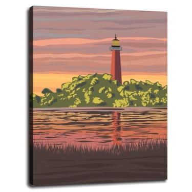 Imagem de 917 Lighthouse Wall Art Nature Canvas Prints Poster para casa conjunto de 1 decorações com moldura 25.4 cm x 20.3 cm