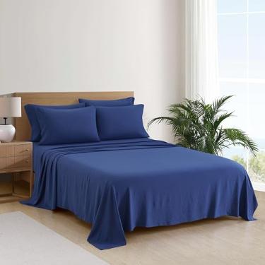 Imagem de Aeropostale Conjunto de lençóis de microfibra premium para todas as estações, 4 fronhas, 1 lençol com elástico, 1 lençol de cima, serve para colchões de até 45,7 cm de profundidade, tamanho king