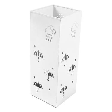 Imagem de aqxreight Suporte de Guarda-chuva de Metal Multiuso Elegante Design Oco Nuvens Auspiciosas Lixeira Organizadora de Guarda-chuva à Prova de Ferrugem para Entrada Escritório Casa Preto MATERIAL (Branco)