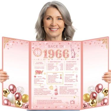 Imagem de TAKEALOOKO Decorações de aniversário de 60 anos de ouro rosa para mulheres - Cartões de feliz aniversário de 60 anos com envelope, livro de visitas de assinatura alternativa, presentes para