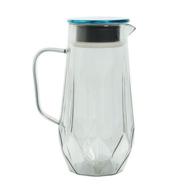 Imagem de Jarra vidro borossilicato azul fume com tampa inox prata 1,4l - LAR&PR