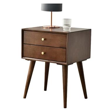 Imagem de Mesa de cabeceira, mesa de canto rústica, mesa lateral com 2 gavetas para quarto/sala de estar/salão/escritório