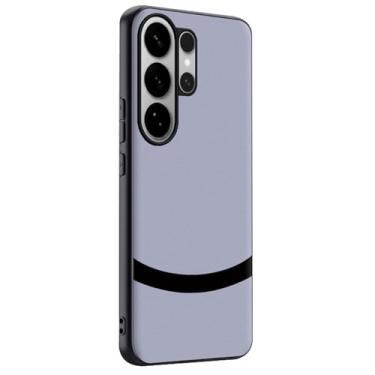 Imagem de LTLMYDAM Capa de couro para Samsung Galaxy S26 Ultra/S26 Plus/S26, capa antiderrapante com bloco de cores, minimalista, proteção contra quedas, roxo, S26