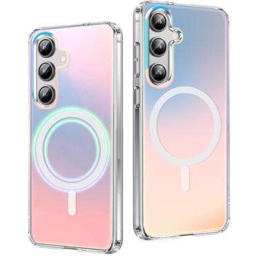 Imagem de Capa para Samsung Galaxy S26 holográfica iridescente [compatível com Magsafe] Capa protetora de celular estética arco-íris para Samsung S26 Plus Ultra Cover (Iridescente, Samsung Galaxy S26)