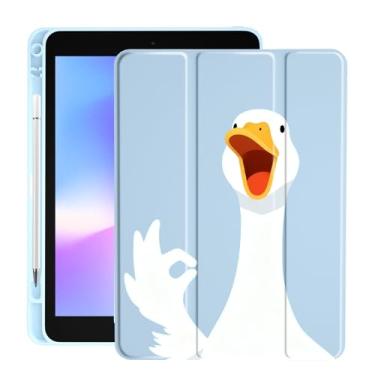 Imagem de LuGeKe Kawaii Duck Capa exclusiva para iPad Air de 10,9 polegadas 4/5, porta-lápis, traseira de acrílico transparente e suporte de três dobras para mulheres