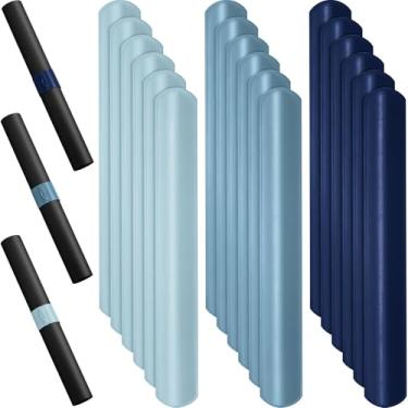 Imagem de Syhood 18 peças de suporte de rolo de papel de embrulho, faixas de PVC de 2,5 x 23,5 cm para armazenamento doméstico, ferramenta de embrulho (azul)