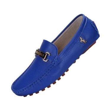 Imagem de Mocassins Masculinos De Couro PU Branco, Slip-On, Feitos À Mão, Casuai