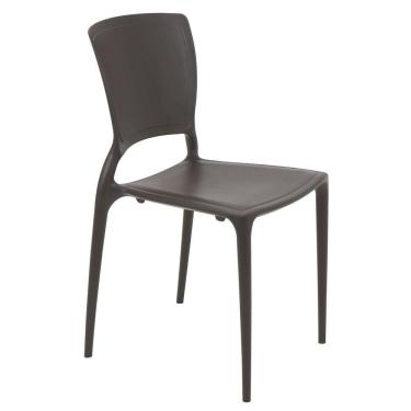 Imagem de Cadeira Sofia Marrom Sem Braços Com Encosto Fechado Em Polipropileno E Fibra De Vidro