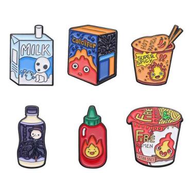 Imagem de Conjunto de broches Anime Cartoon Fire Ramen Milk Bottle S - yiweisai