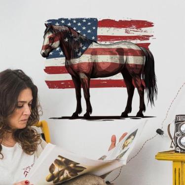 Imagem de Adesivo de parede American Flag Horse PVC 30x40cm - Patriotic - yiweis