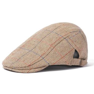Imagem de Flat Cap Herringbone Newsboy Ivy Cabbi para homens e mulheres - Yiweis