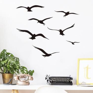 Imagem de Adesivos de parede Seagull Silhouette Flying Bird PVC Wallpaper - yiwe