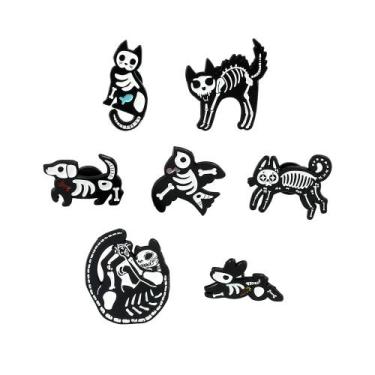 Imagem de Conjunto de broches e distintivos Animal Skeleton Gothic Alloy Lapel P