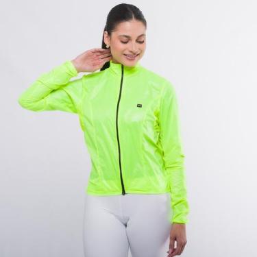 Imagem de Jaqueta Corta Vento de Ciclismo Feminina Márcio May Pro II Amarela Neo