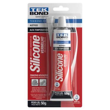 Imagem de Kit 5un Silicone Alta Temperatura 50g Acético Vermelho - TEK BOND