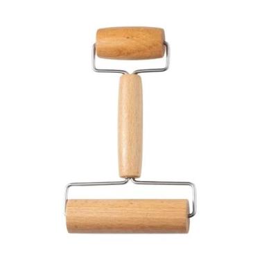 Imagem de Rolo De Massa De Madeira Antiaderente Com Duas Pontas Para Pastelaria,