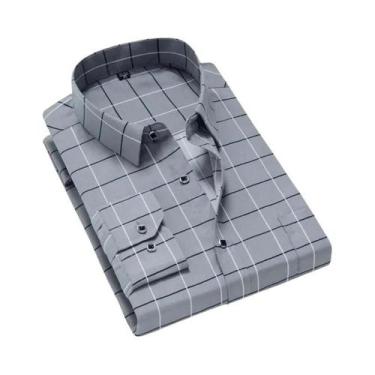 Imagem de Camisa Casual De Negócios Masculina De Manga Longa Em Algodão Confortá