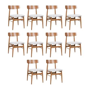 Imagem de Kit 10 Cadeiras de Jantar Delta Estrutura Aço Carbono Laminado Natural com Estofado Lin...