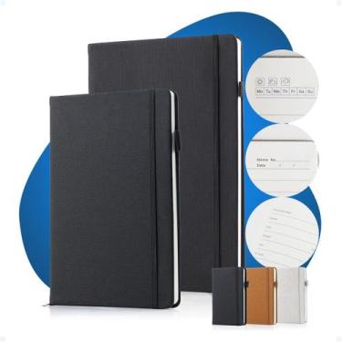 Imagem de Kit Caderno Tipo Moleskine B5 A5 Executiva Pauta MarcaPágina - Hxt, Pr