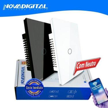 Imagem de Interruptor Inteligente Wi-fi 1 Botões Nova Digital Original, Preto